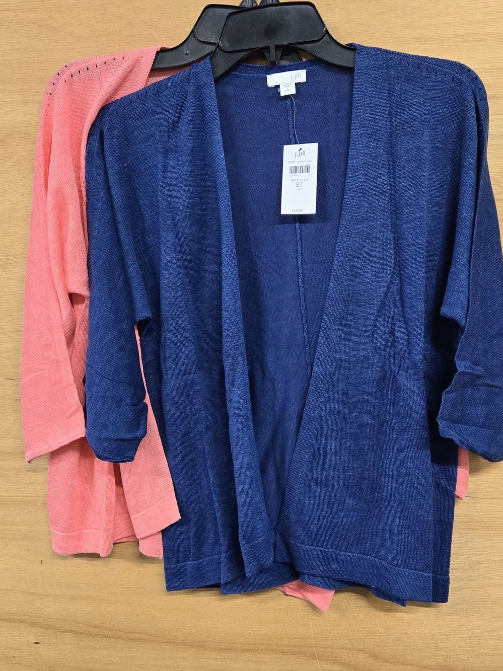 (2) J. Jill Linen Blend Open-Front Navy Cardigan And Coral